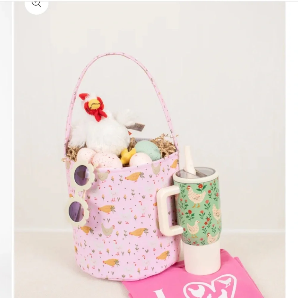🚨LAST ONE🚨 Pink Chicken Farm Easter Basket / Toy Storage